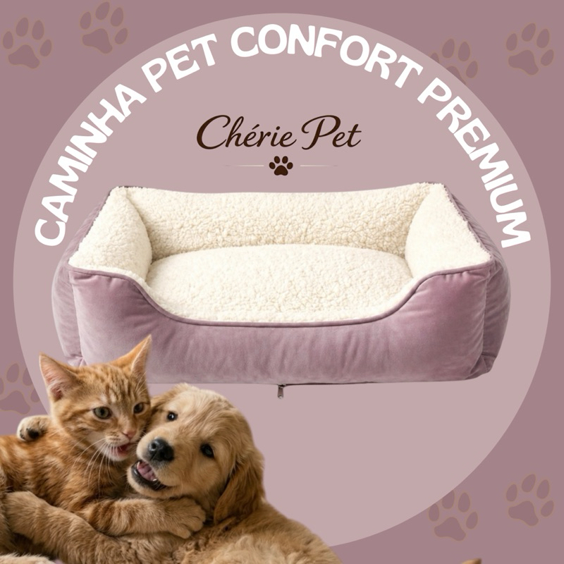 Caminha de Cachorro Cama Pet Luxo Pelucia Confort Sherpa Reforçada Tamanho M  Cachorro e Gato