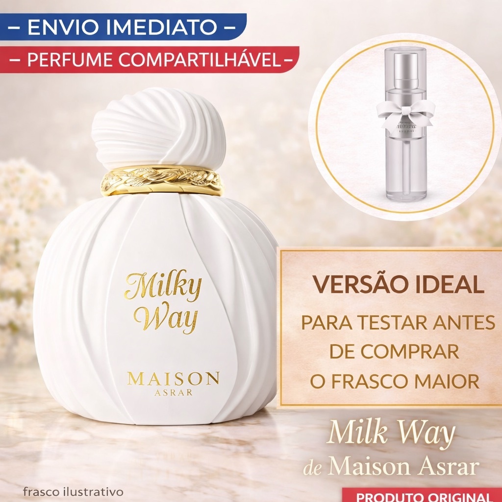 Perfume compartilhável Milk Way Maison Asrar Perfume feminino BAUNILHA DIFERENCIADA SOFISTICADO Perfume compartilhável