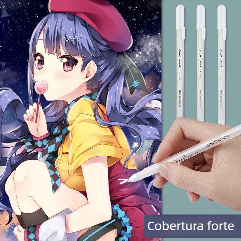 Caneta Destaque Branca Premium, Resistente à Água e Sem Borrões