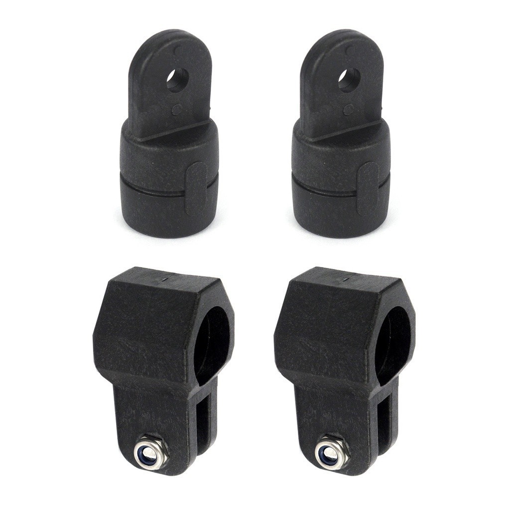 Kit Fixação 2 Ponteiras Capota MRL 7/8 + Abraçadeira Capota 7/8 Náutica Nylon Preto Tubo