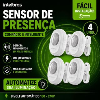 4 Sensor de Presença 360° Intelbras ESPi 360A Bivolt Luz Automática Econômica