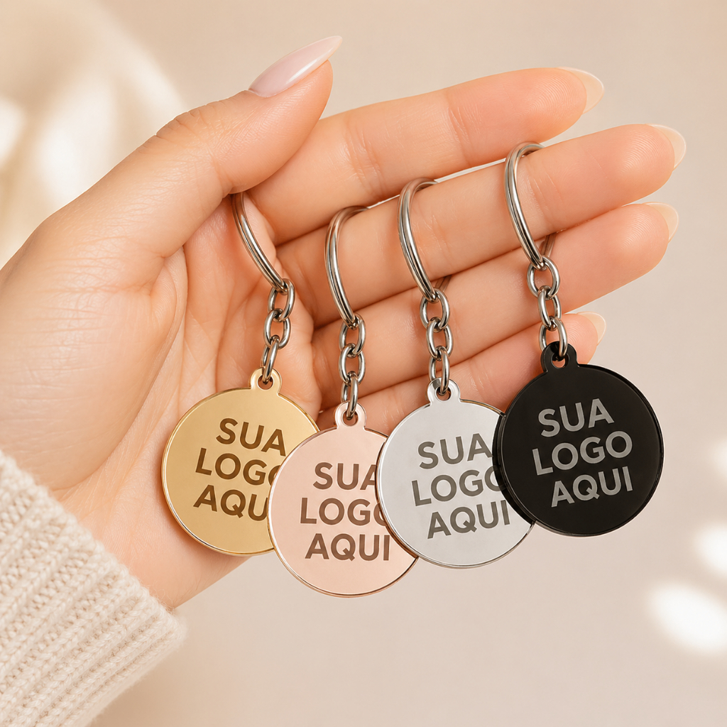 Kit Chaveiro de Acrílico Espelhado Personalizado Para Lembrancinha Sua Logo