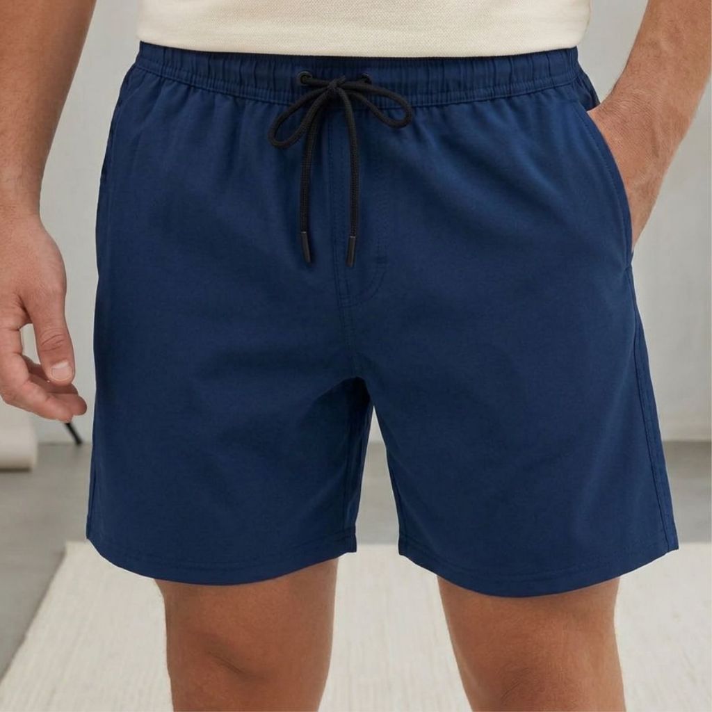 Bermuda Masculina Azul Marinho em Tactel Com Elastano Conforto Academia Esportes Envio Imediato
