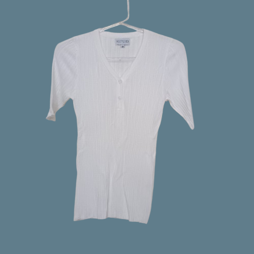Blusa Feminina Branca Tricozinho em Viscose Tam: M Bazar Brechó Usado