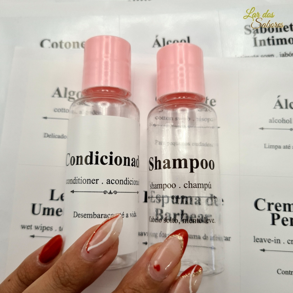 Imagem Kit 24 Etiquetas Higiene Pessoal Viagem Adesivos Impermeáveis Para Frascos E Necessaire Organização