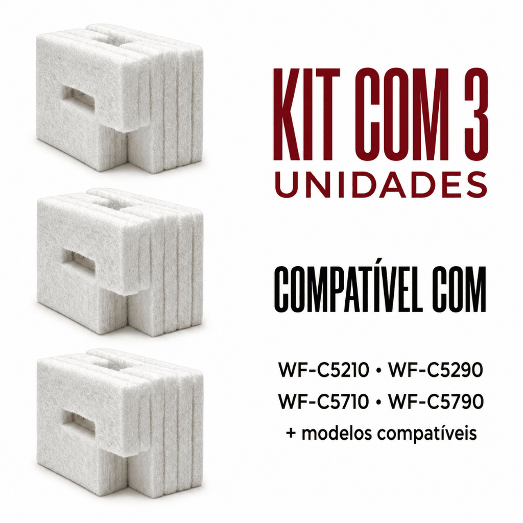 Kit 3 Feltro Almofada Epson T6716 T671600 Sem Chip WF-C5210 C5290 C5710 C5790 M5299 M5799