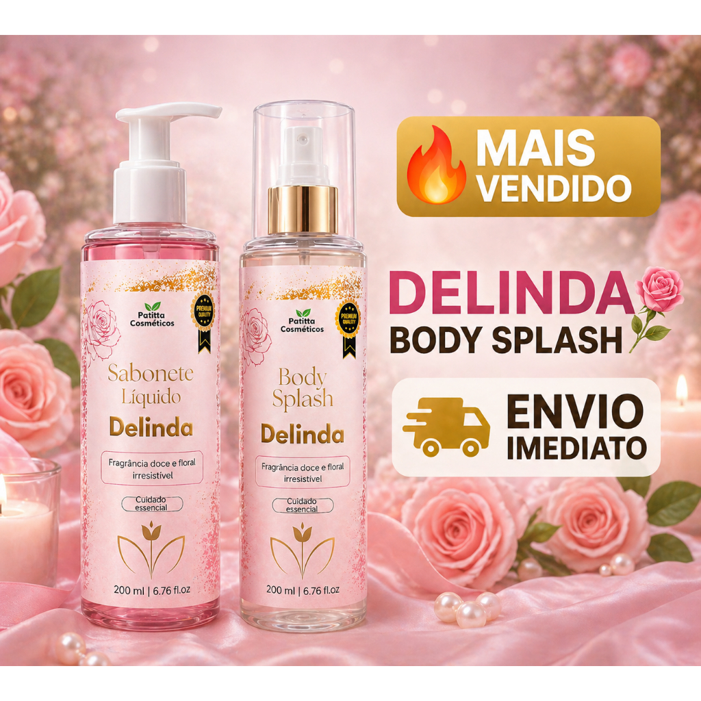 Body Splash + Sabonete Líquido Feminino Doce e Sofisticado | Cheiro de Rica Inspirado no Delina | Longa Duração
