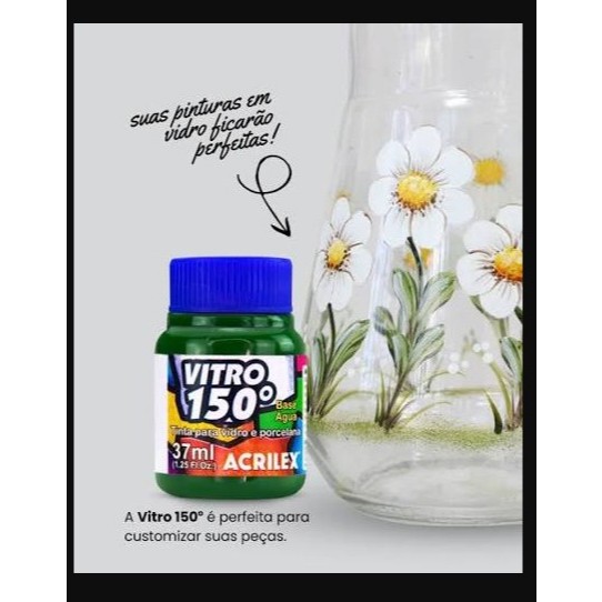 Tinta Vitro 150° para Vidro Cerâmica Porcelana e Faianças Cores 37ml Acrilex