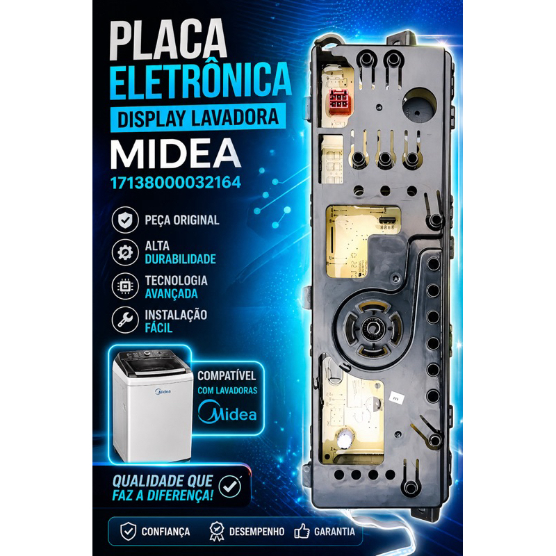 Placa Eletronica Display  Lavadora Midea 17138000032164