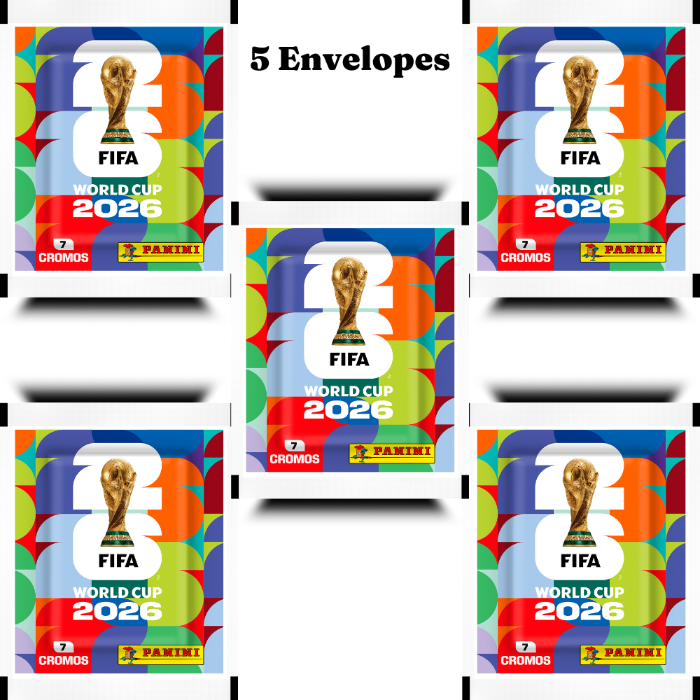 Kit 5 Envelopes Copa do Mundo 2026 | 35 Figurinhas