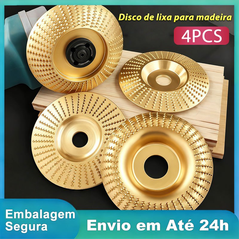 Kit 4 Discos de Desbaste para Madeira 4 Polegadas Furo 22mm Esmerilhadeira