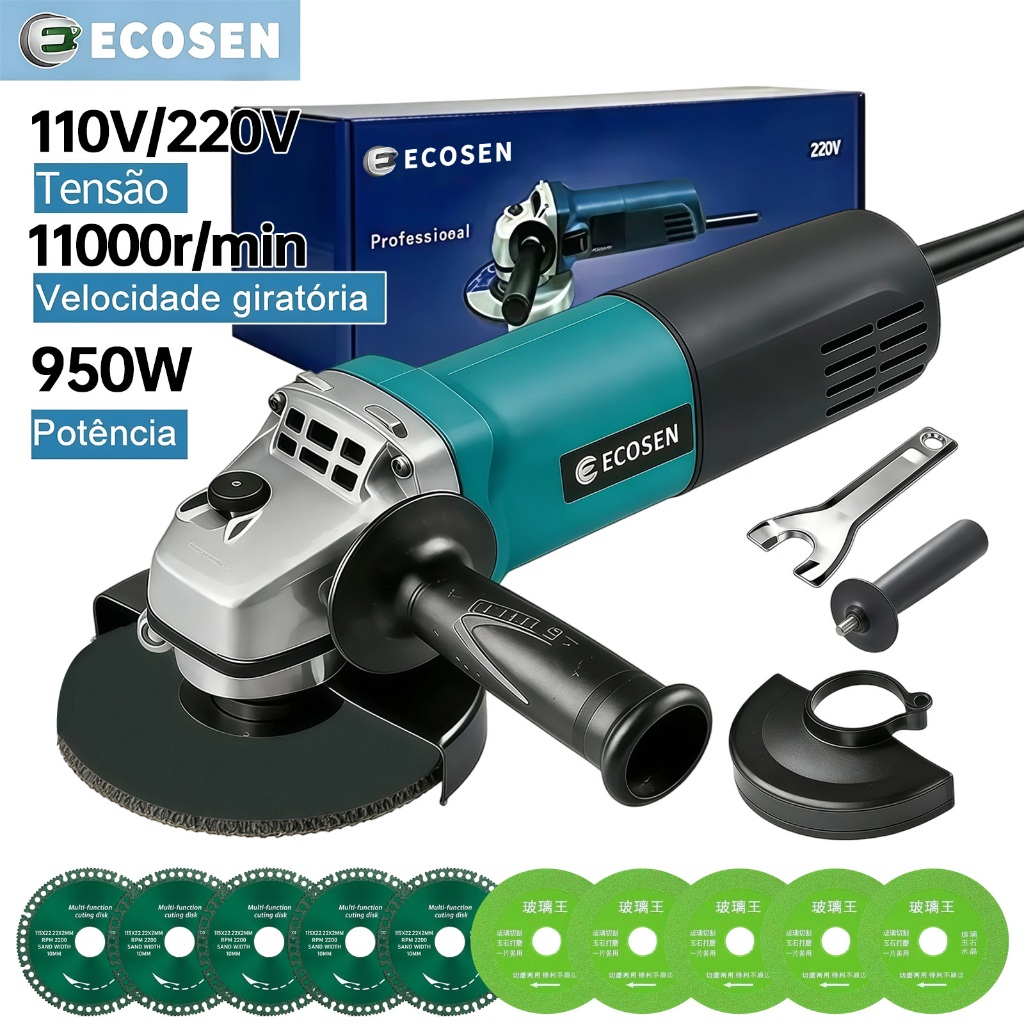 Esmerilhadeira Lixadeira Angular 900w 115mm 4.1/2 11000rpm Ecosen