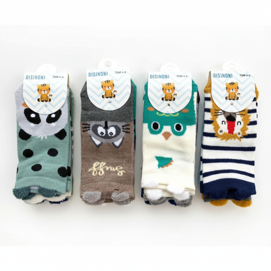 Kit 9 Pares Meia Infantil Masculina Algodão Confortável Estampada Animal Antialérgico