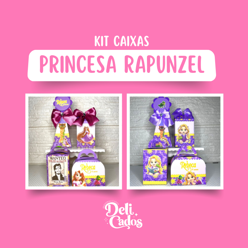 Kit Caixas Personalizadas Princesa Rapunzel Princesa Rapunzel BABY ENROLADOS - Lembrancinhas Kit Festa Caixinhas MONTADO