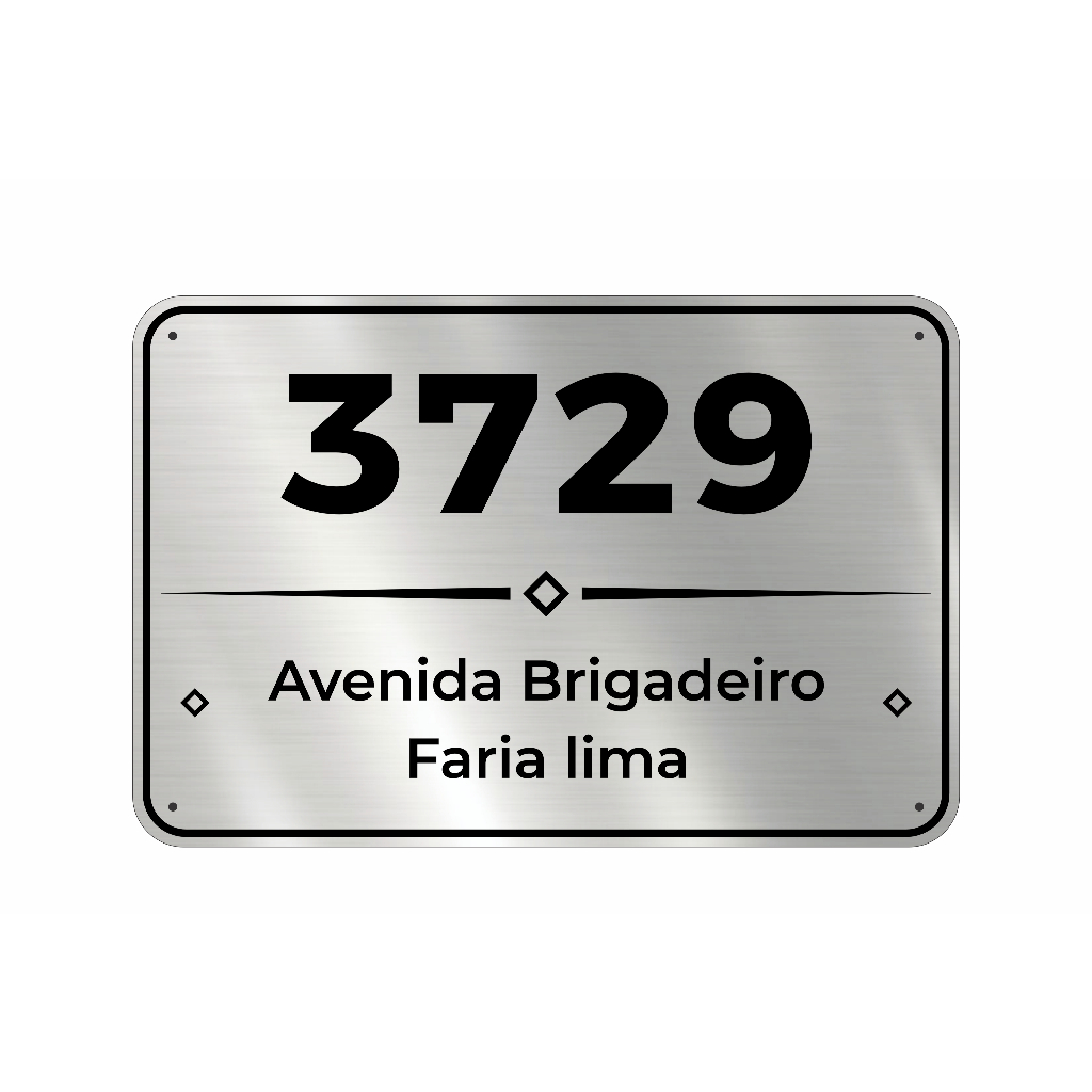 PLACA NÚMERO RESIDENCIAL COM NOME DA RUA PARA COMÉRCIO CONDOMÍNIO CASA - EM ALUMÍNIO ALTA DURABILIDADE - TAMANHO 30X20