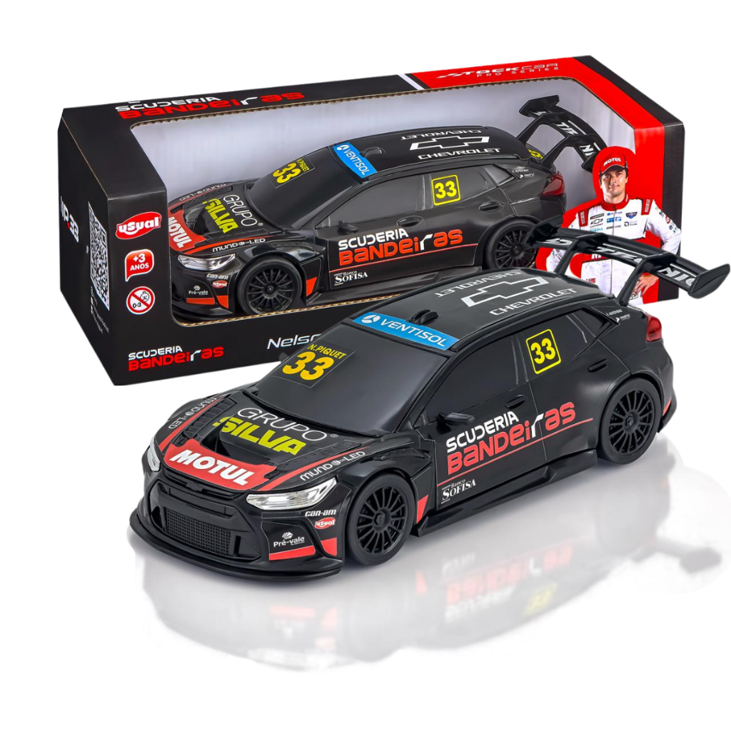 Miniatura Carro Stock Car 1:30 Chevrolet Nelsinho Piquet Pneus Emborrachados Modelo 33
