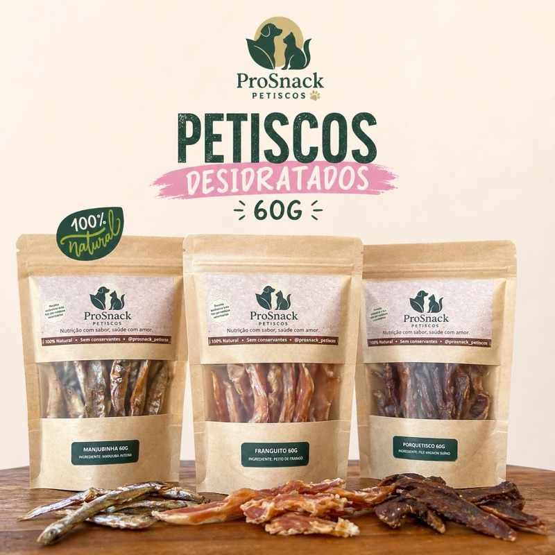 Petisco Desidratado 100% Natural para Cães e Gatos