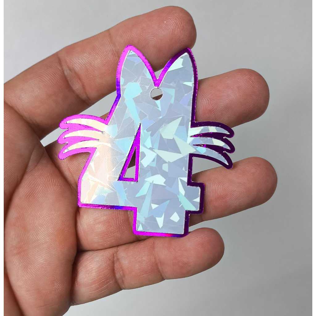 Aplique Número Gatinho Casa Mágica da Gabby com Furo - 2 camadas (6cm)