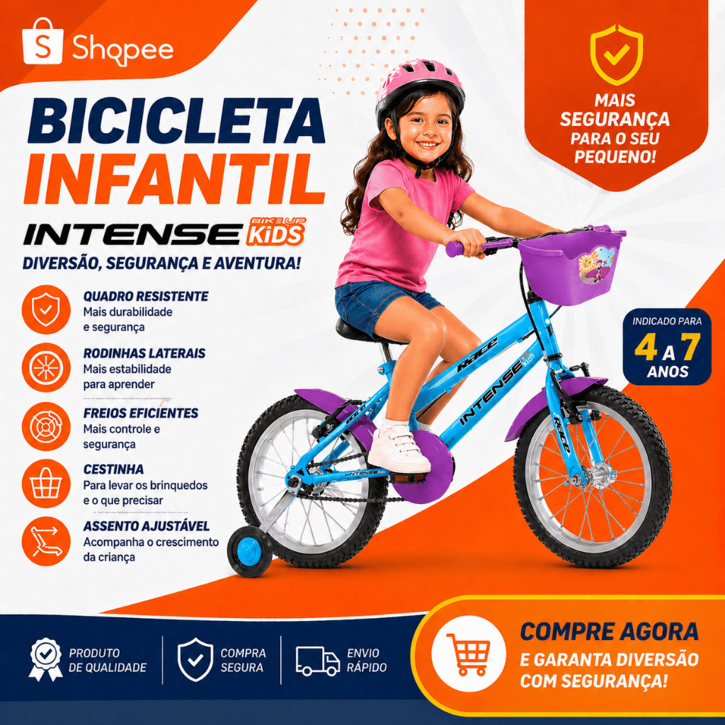 Bicicleta infantil Aro 16 V-brake Meninos com rodinha Colorida quadro Aço Carbono Intense Kids Cor Frozen