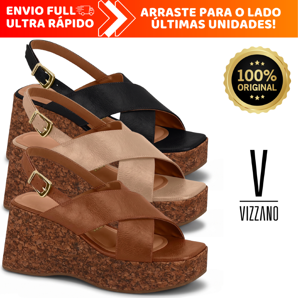 Sandália Feminina Plataforma Vizzano Salto Alto Anabela Ultra Macia e Confortável