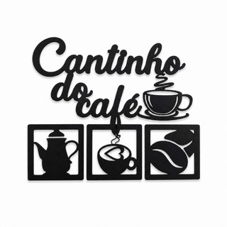 Kit 4 Placas MDF Cantinho Café Letreiro Decorativo Cozinha Decoração