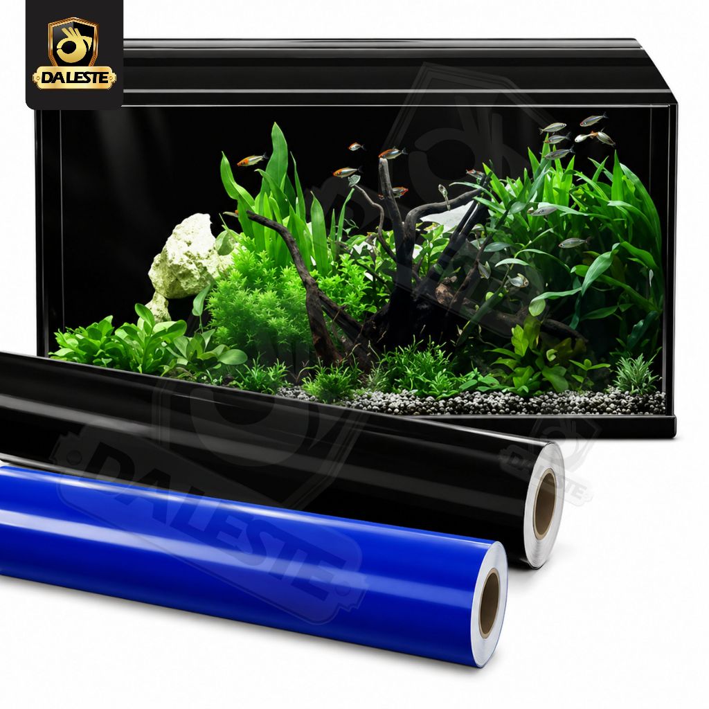 Fundo De Aquário Adesivo Vinil Preto OU Azul Royal Diversos Tamanhos