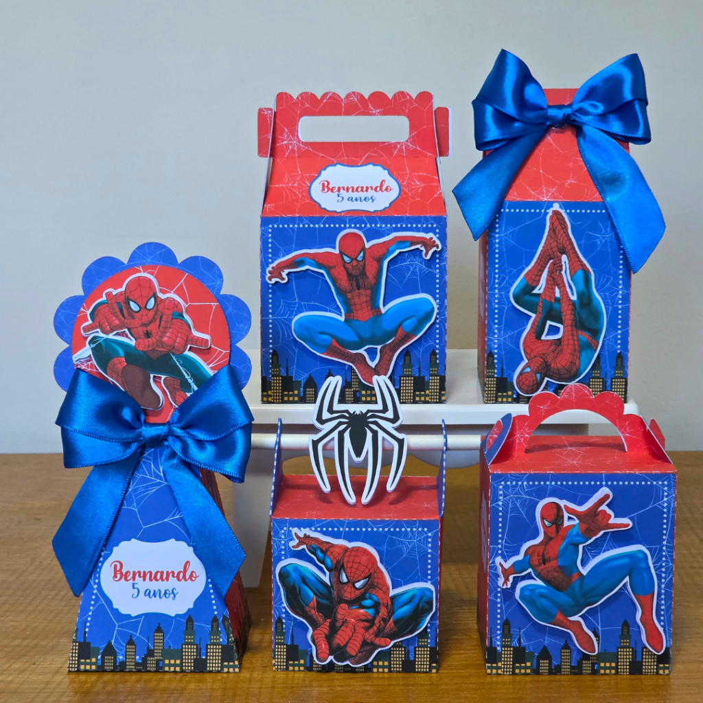 Kit Caixas Personalizadas Lembrancinha de festa infantil HOMEM ARANHA (PEGUE E MONTE)