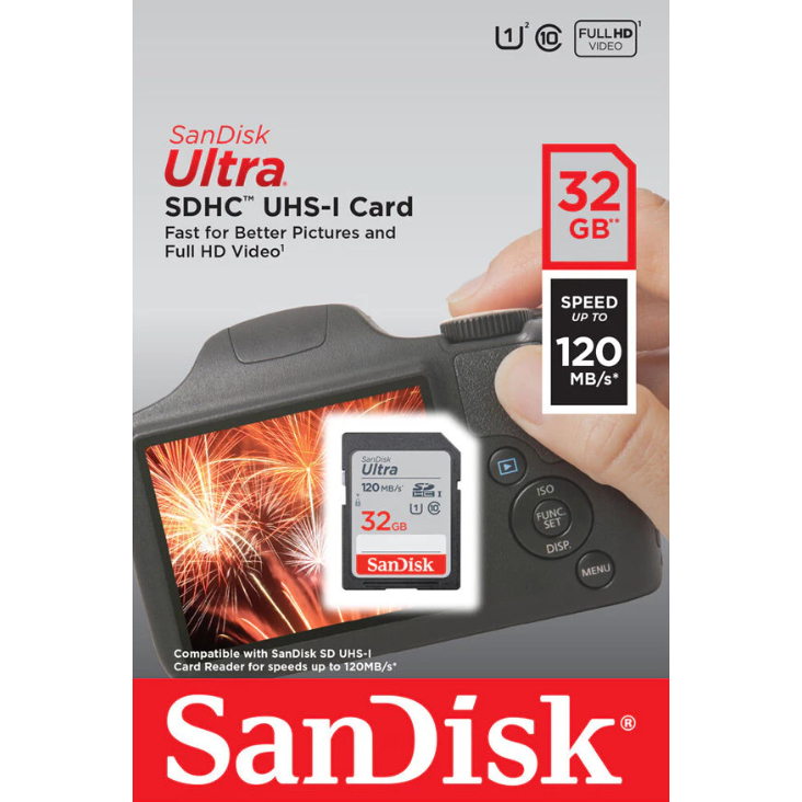 Cartão de Memória Sd Sandisk 32gb Ultra 120Mbs