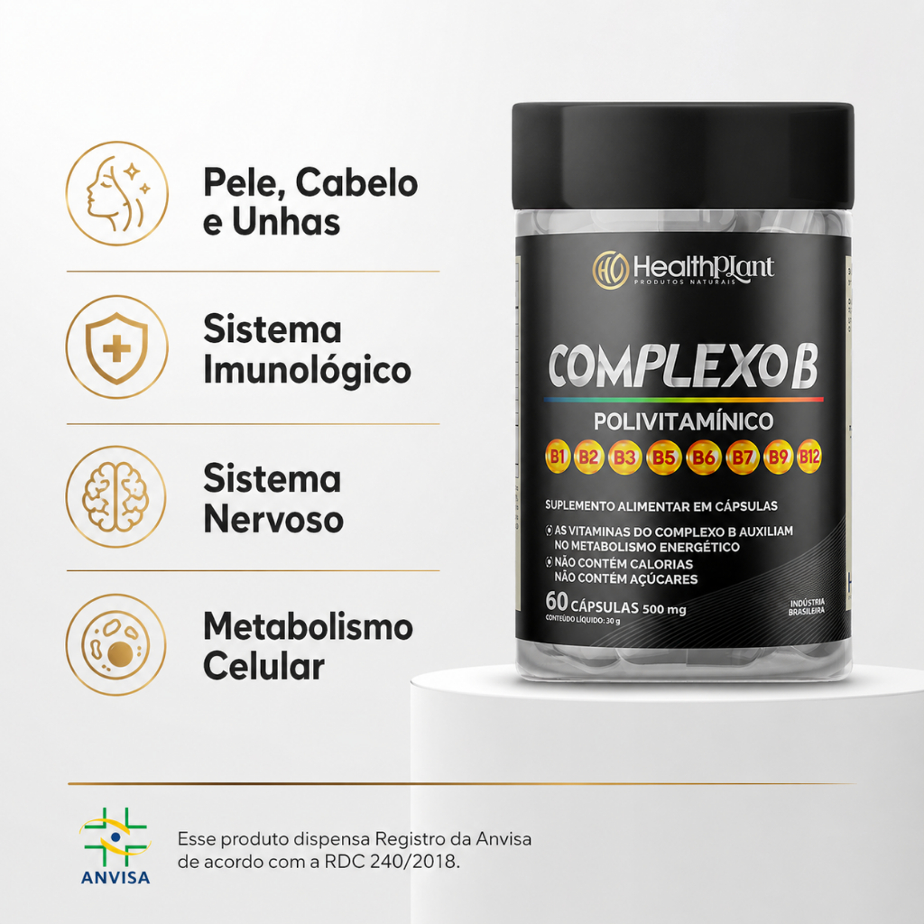2 Un Vitaminas Complexo B 60 Caps por Pote | B1 B2 B3 B5 B6 B7 B9 B12 | 8 Vitaminas Essenciais.