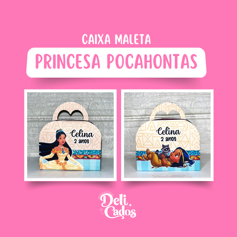 KIT Caixas Maleta Personalizada PRINCESA POCAHONTAS / PRINCESA POCAHONTAS BABY - Lembrancinhas para Festa MONTADO