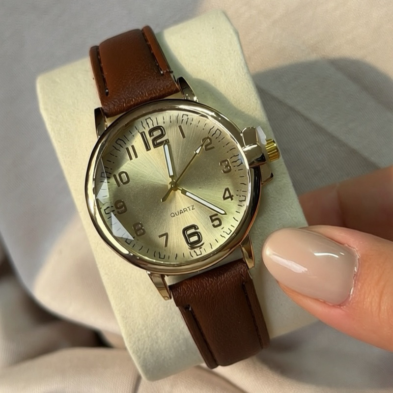 Relógio Feminino DHP Vintage Social Pulseira Courino Clássico Elegante Minimalista Presente