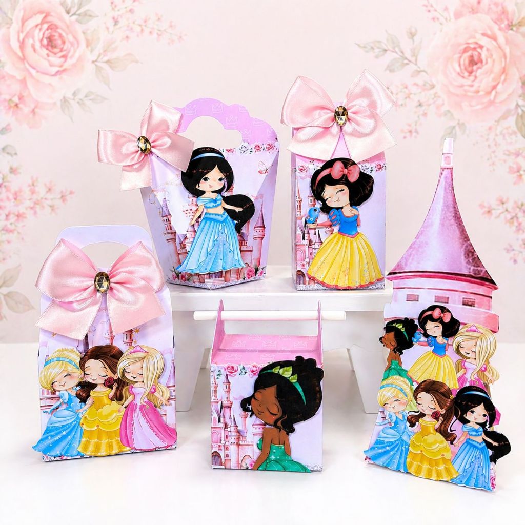 Kit PEGUE E MONTE Princesas, Lembrancinhas Princesas, festa infantil menina, Caixainhas Personalizadas Princesas