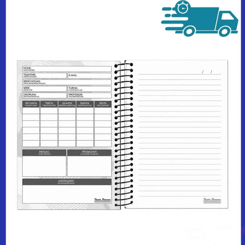 Caderno 1/4 A5 Pequenos 200 folhas Capa Dura Espiral Office 1/4 Preto — imagem 2 de 2