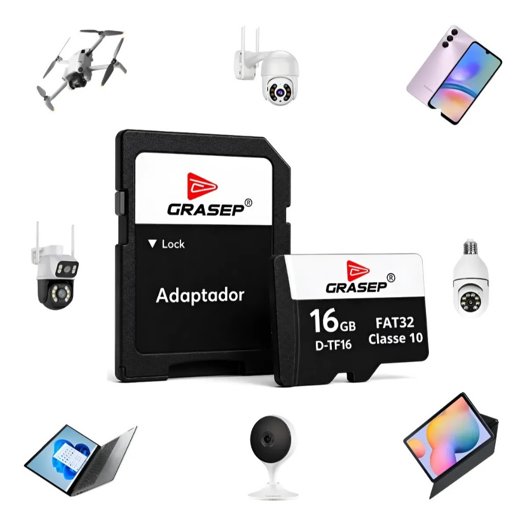 Cartão Memória Original 16gb P/câmera Wifi Yoosee Intelbras Micro Sd Adaptador