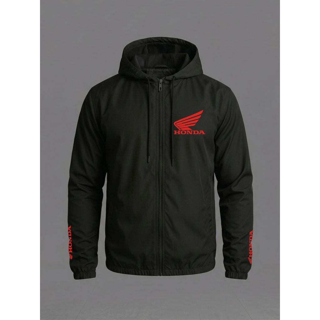 Jaqueta Corta Vento Masculina Moto Honda Com Capuz Bolso Zíper Aspen Semi Impermeável Viagem África Twin CB XRE