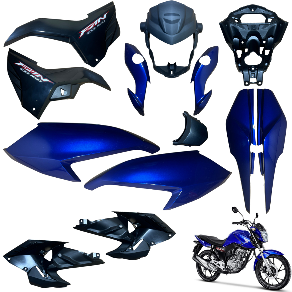 Kit Carenagem  Fan 160 2016 até 2024 Asa Tanque Tampa Lateral Frontal Aranha Painel Rabeta Traseira