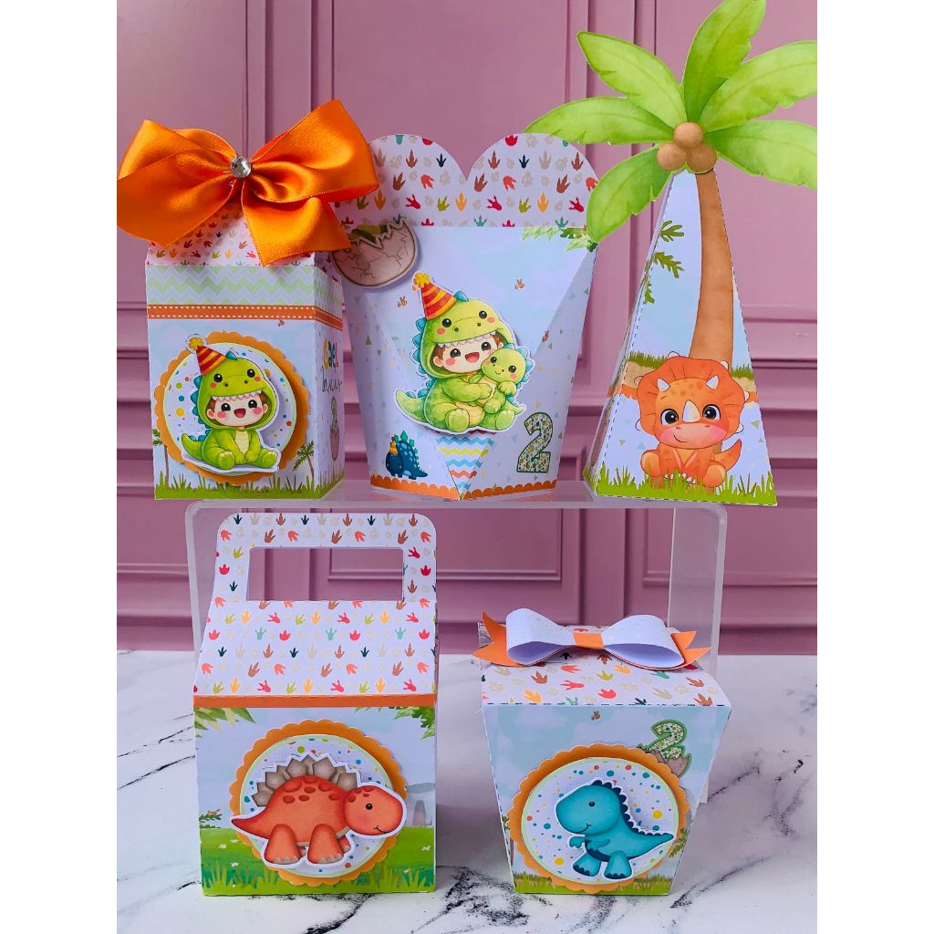 Kit Semimontado Dino Baby Personalizado Festa Infantil Caixinhas Lembrancinhas