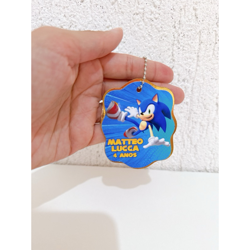 Tag Apliques Personalizados 3D para Lembrancinha | Sonic | Etiqueta Festa Infantil | Qualquer Tema