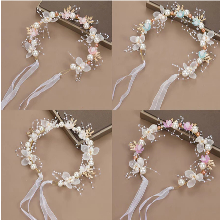 Tiara   de Flores e Perolas Arranjo Debutante NoivaXL6415
