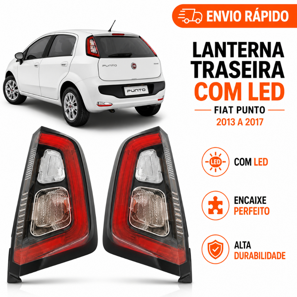 Lanterna Traseira Fiat Punto 2013 2014 2015 2016 2017 Com Led