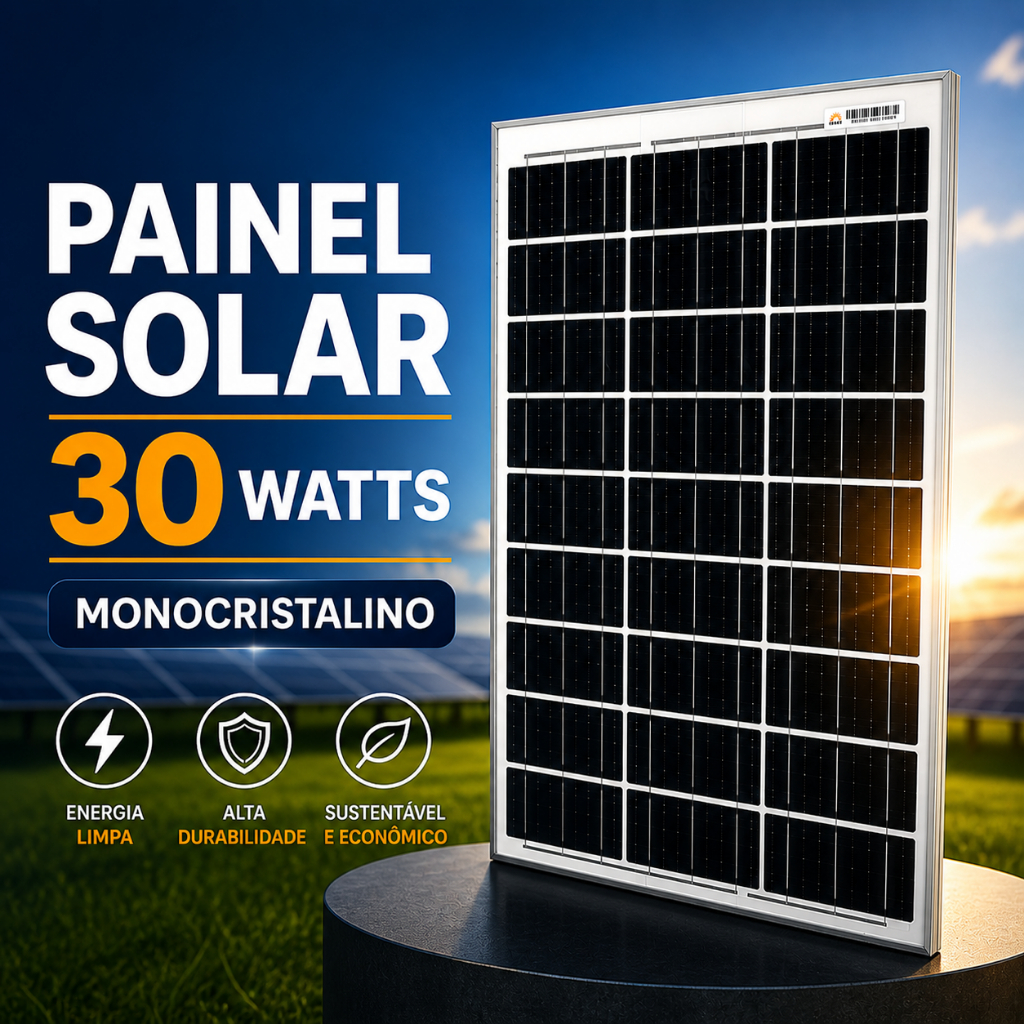 Painel Placa Solar Fotovoltaico 30W Resun RSM030 Modulo Monocristalino 12v 18v carregador de bateria