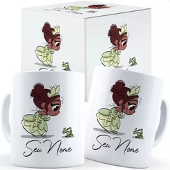 Caneca Tiana Fofa Com Nome Caixa Personalizada