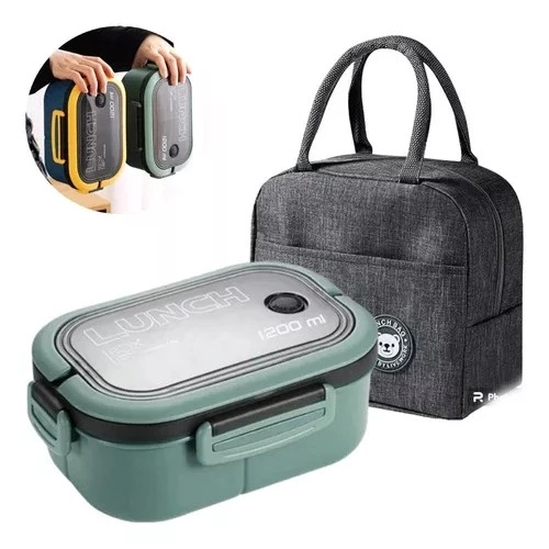 KIT Marmita e Bolsa térmica lancheira herméticas 3 Compartimentos lancheira Fitness Trabalho Escola