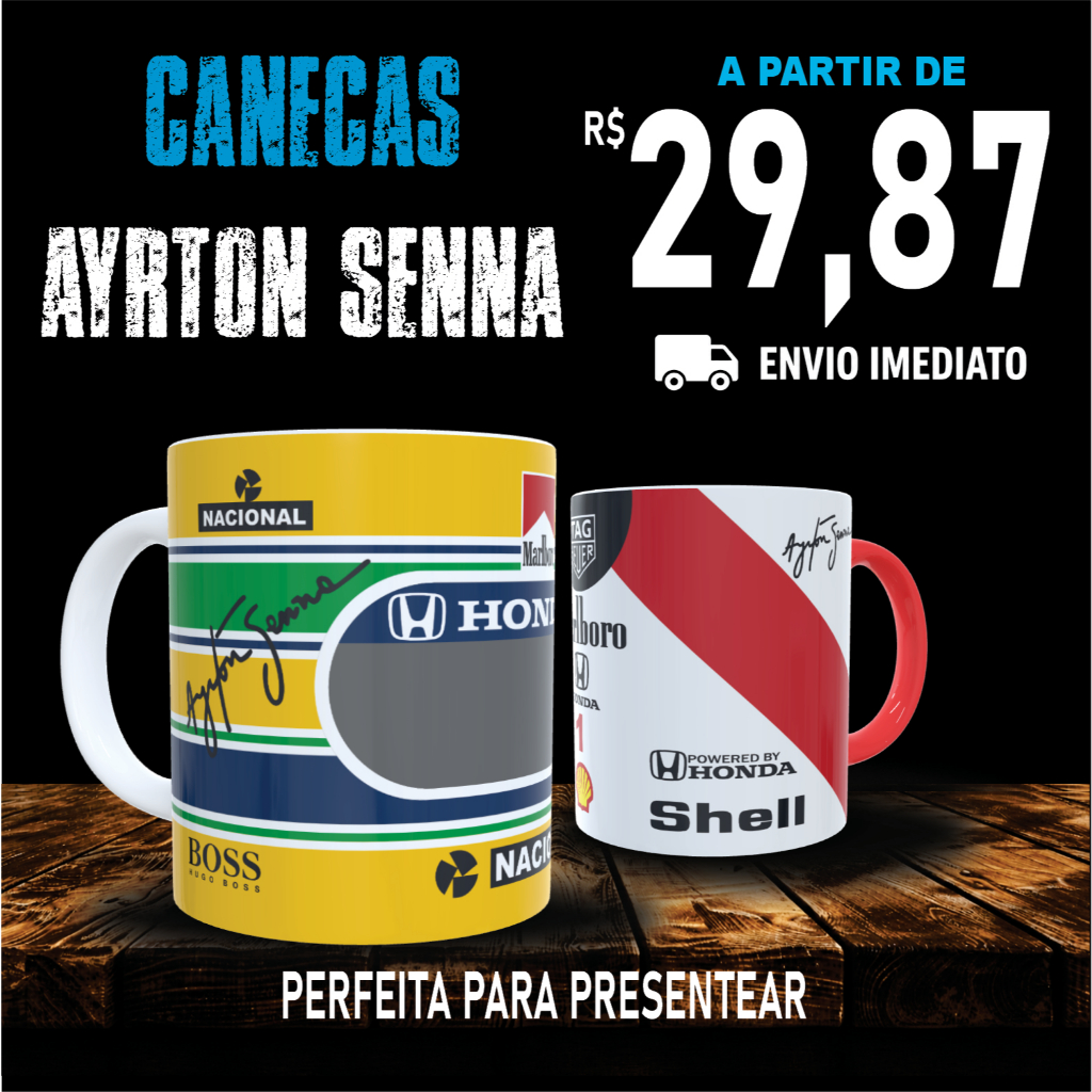 Caneca Ayrton Senna Fórmula 1 Personalizada de Porcelana