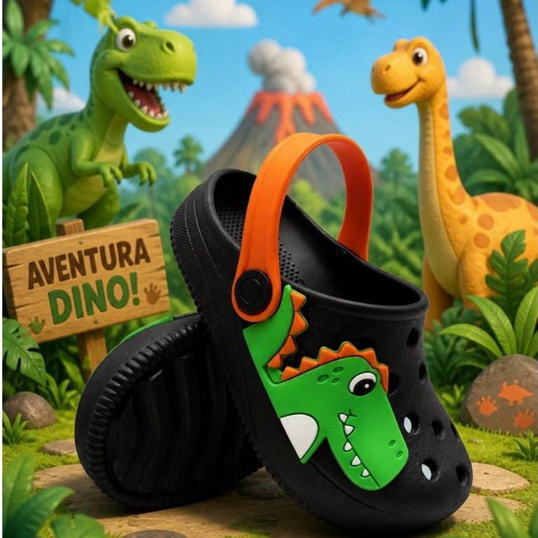 Babuche Infantil Dinossauro Menino Conforto Antiderrapante Leve e Confórtavel