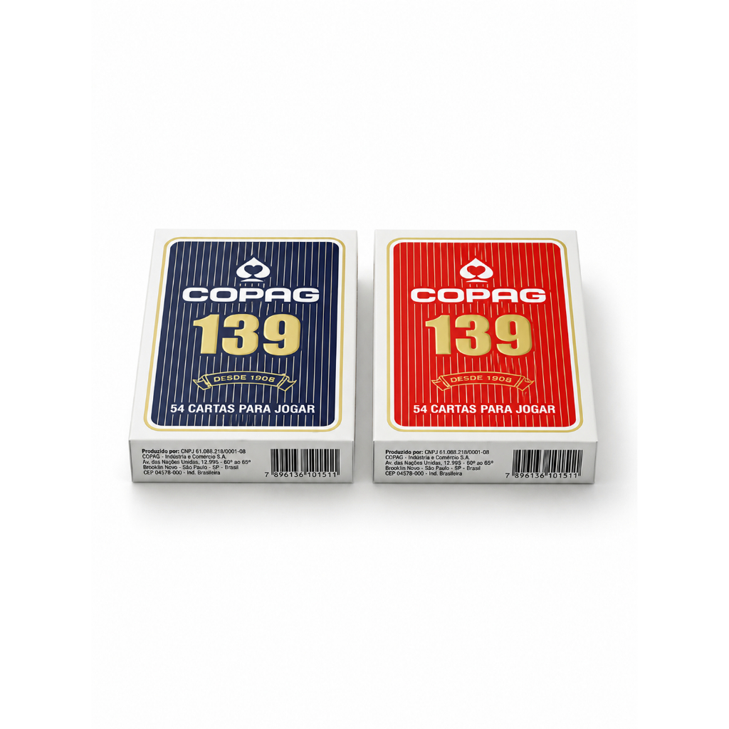 Conjunto 2 Baralhos Copag 139 Azul Vermelho 54 Cartas Alta Qualidade Primeira Linha