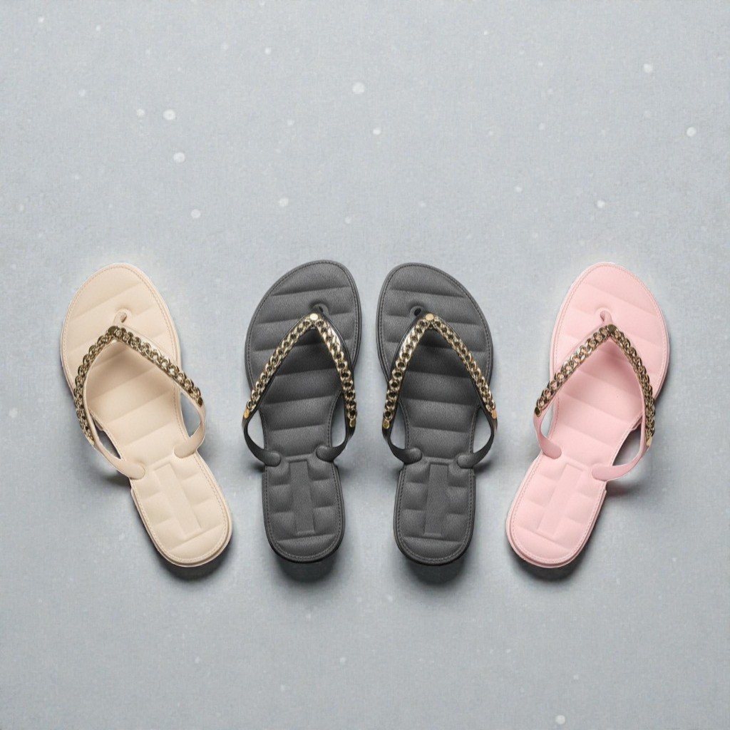 Chinelo Feminino com Tira Dourada – Leve e Sofisticado para Qualquer Ocasião | Achadinhos da Lua