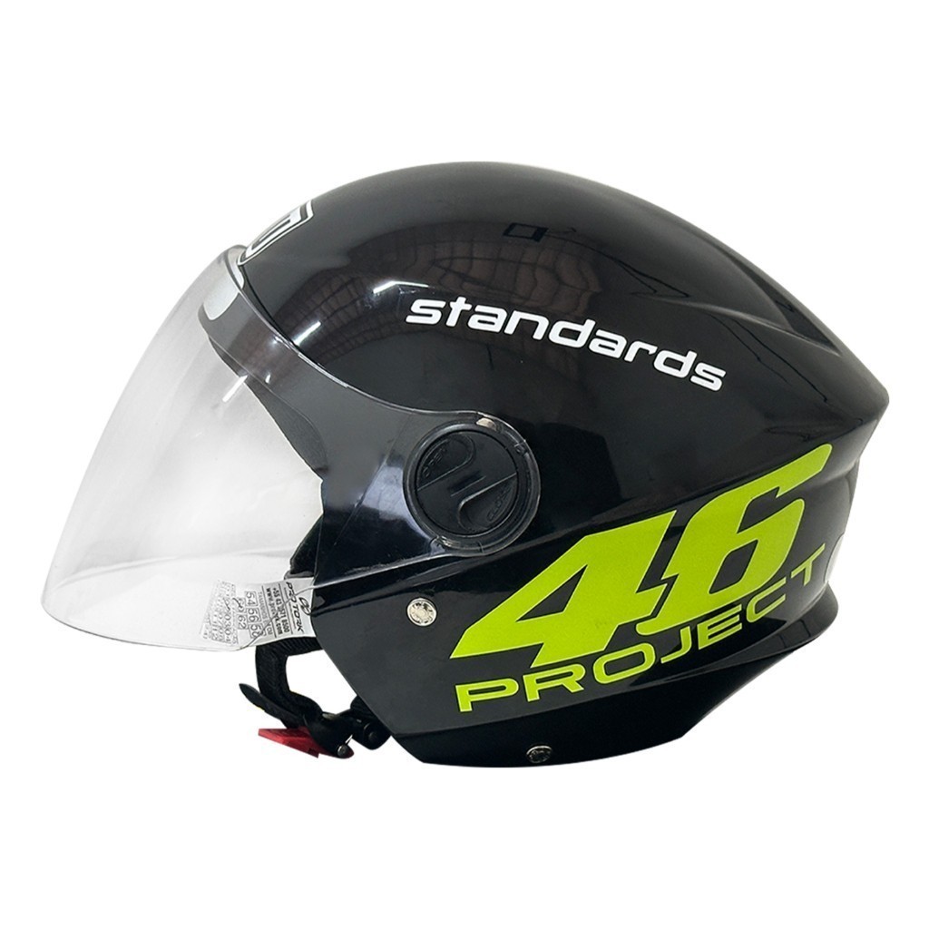Capacete Aberto Personalizado New Liberty Three - Project 46 Vr. Preto Brilhante Com Viseira Cristal