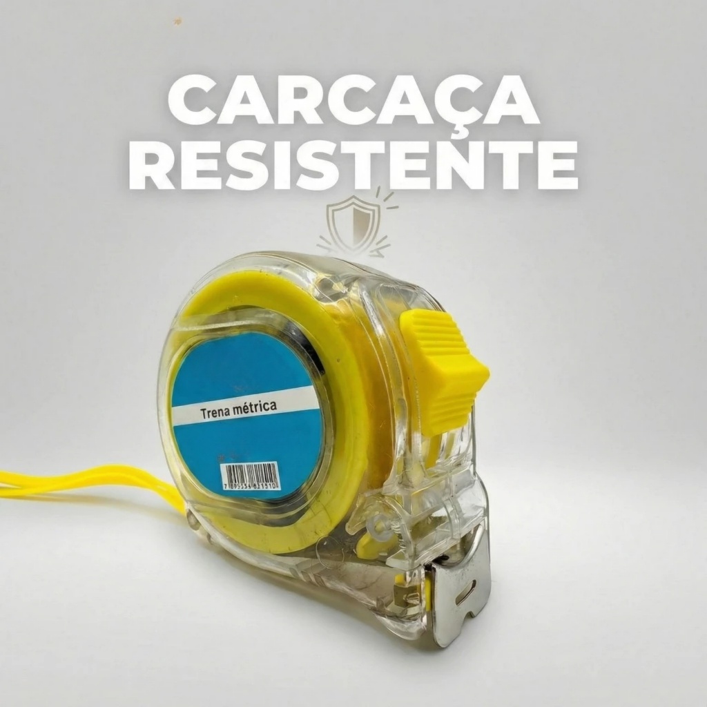 Trena Métrica Transparente Fita de Aço Profissional com Trava 5/7.5/10 Metros Luatek