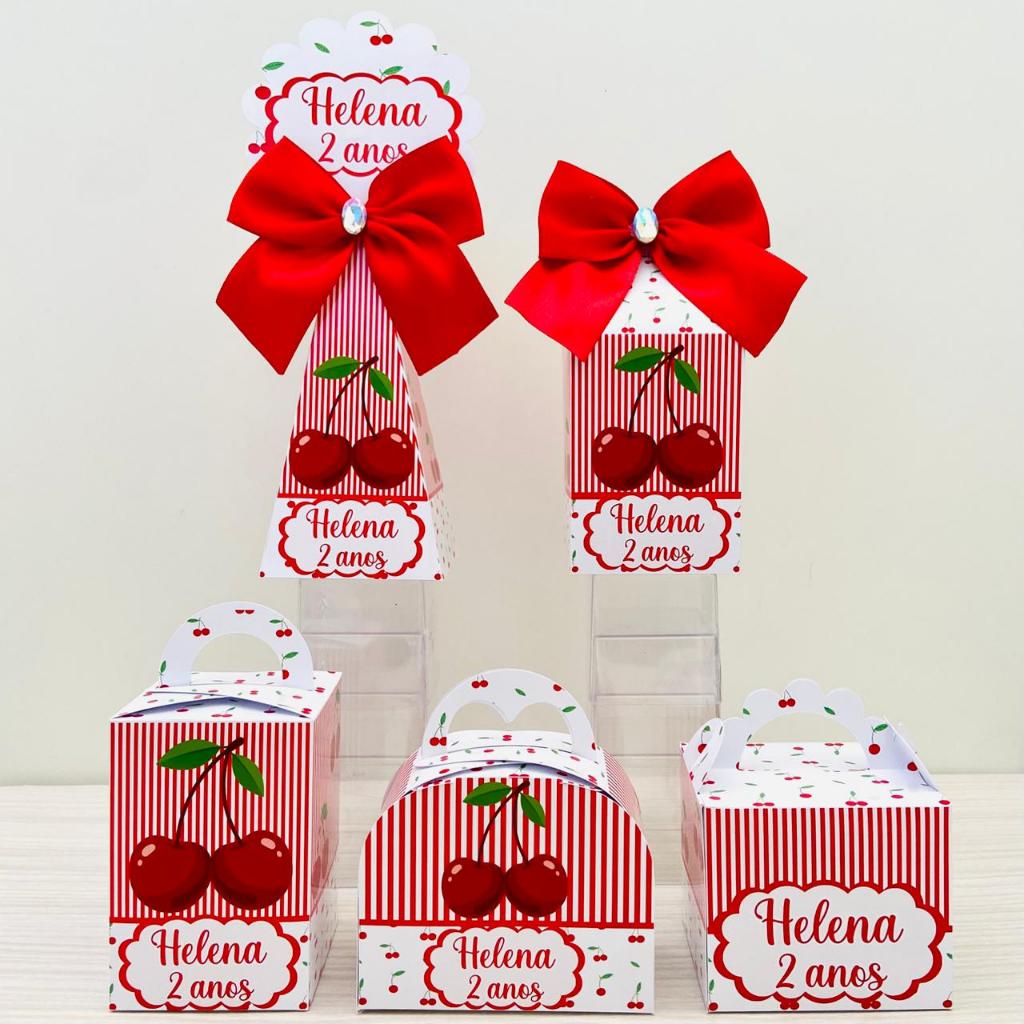 Kit Caixas Cerejinha Personalizada / Kit Festa Cereja / Lembrancinha de Festa / Aniversário Infantil